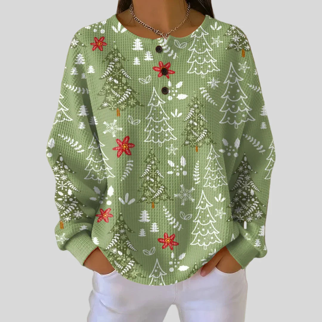 Ingrid | Sweater with Christmas Tree Motif