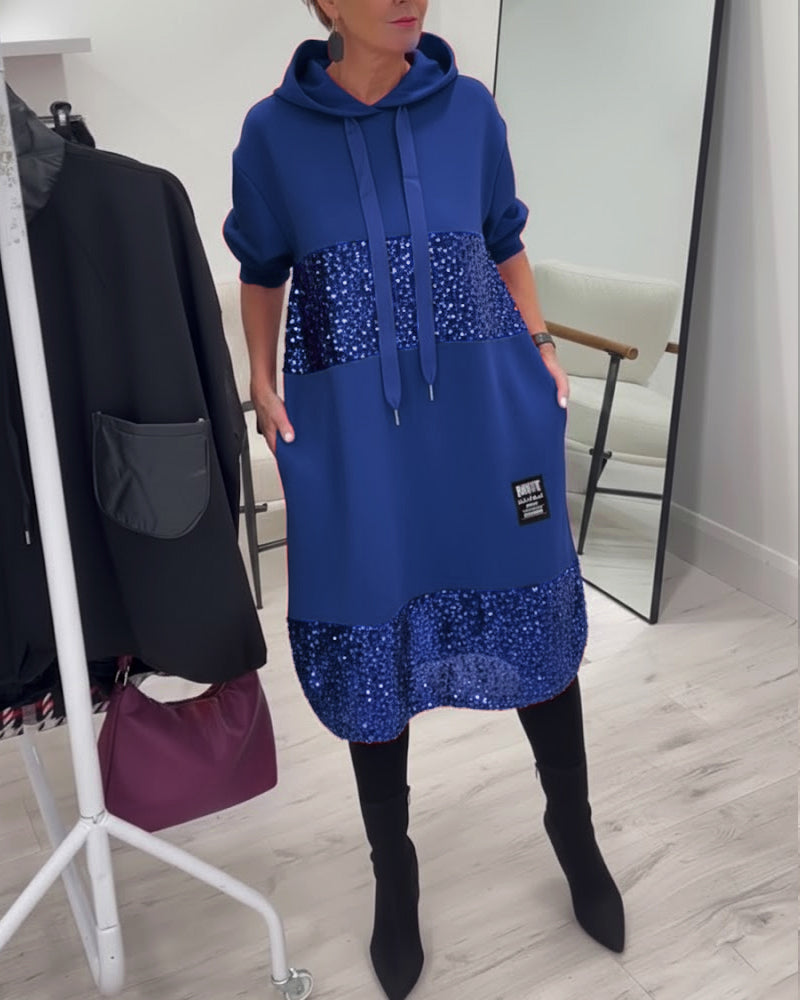 Loravynna | Trendy Patchwork Hooded Dress