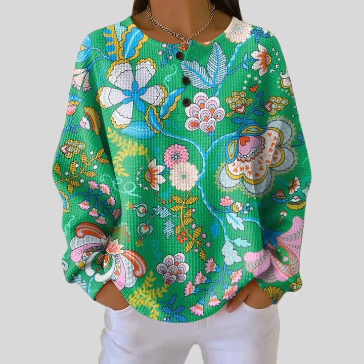 Elina | Sweater with Colorful Ethnic Floral Print
