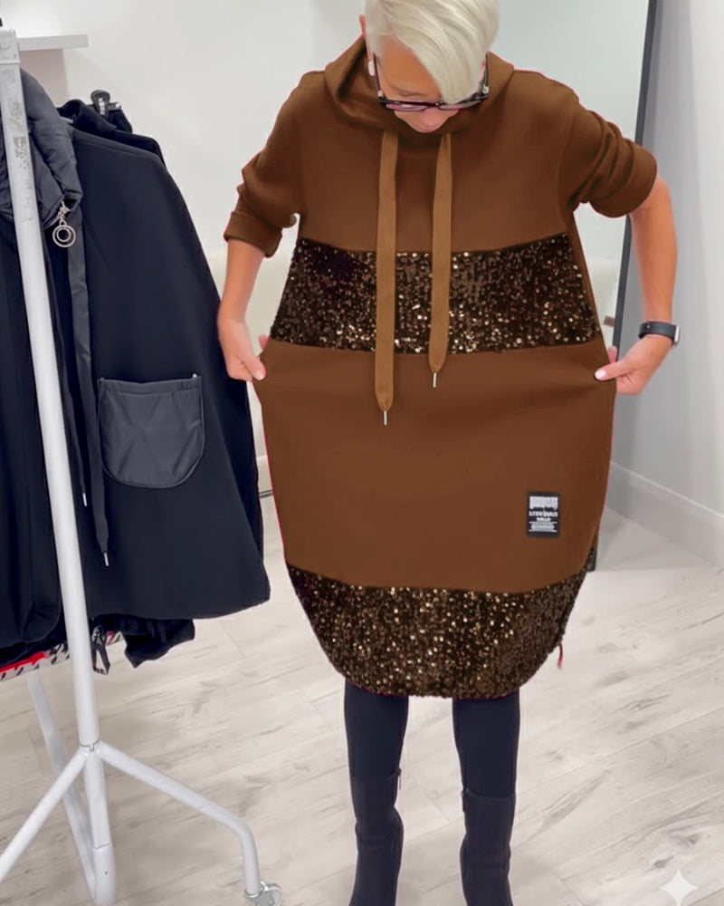 Loravynna | Trendy Patchwork Hooded Dress
