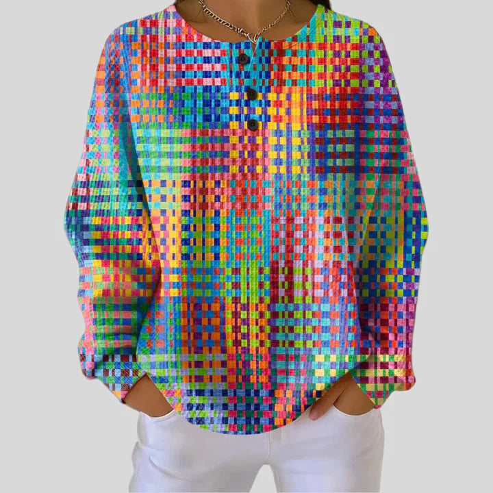 Rosa | Sweater with Colorful Checkered Design