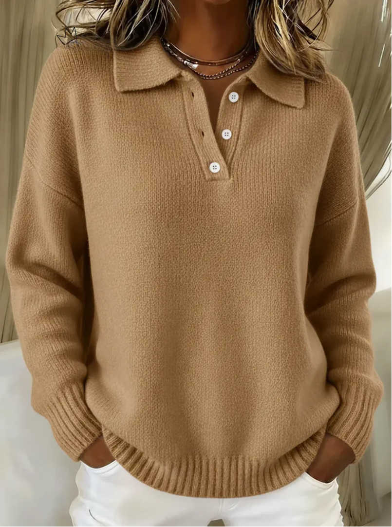Olivia | Soft Knit Polo Sweater