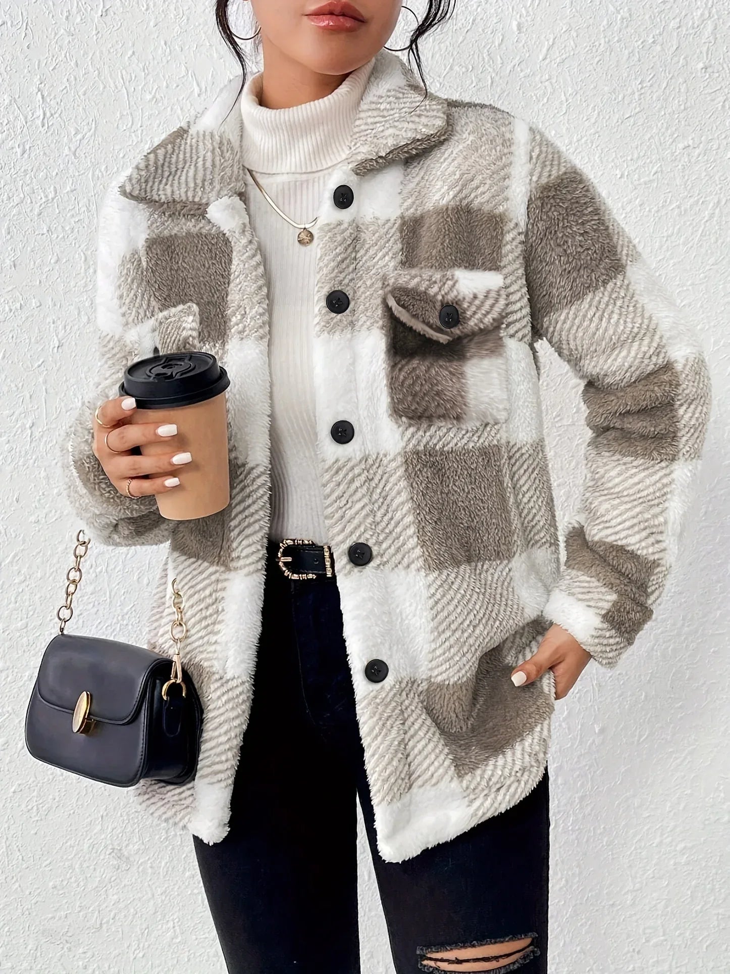 Lina – Cozy Plaid Knit Jacket