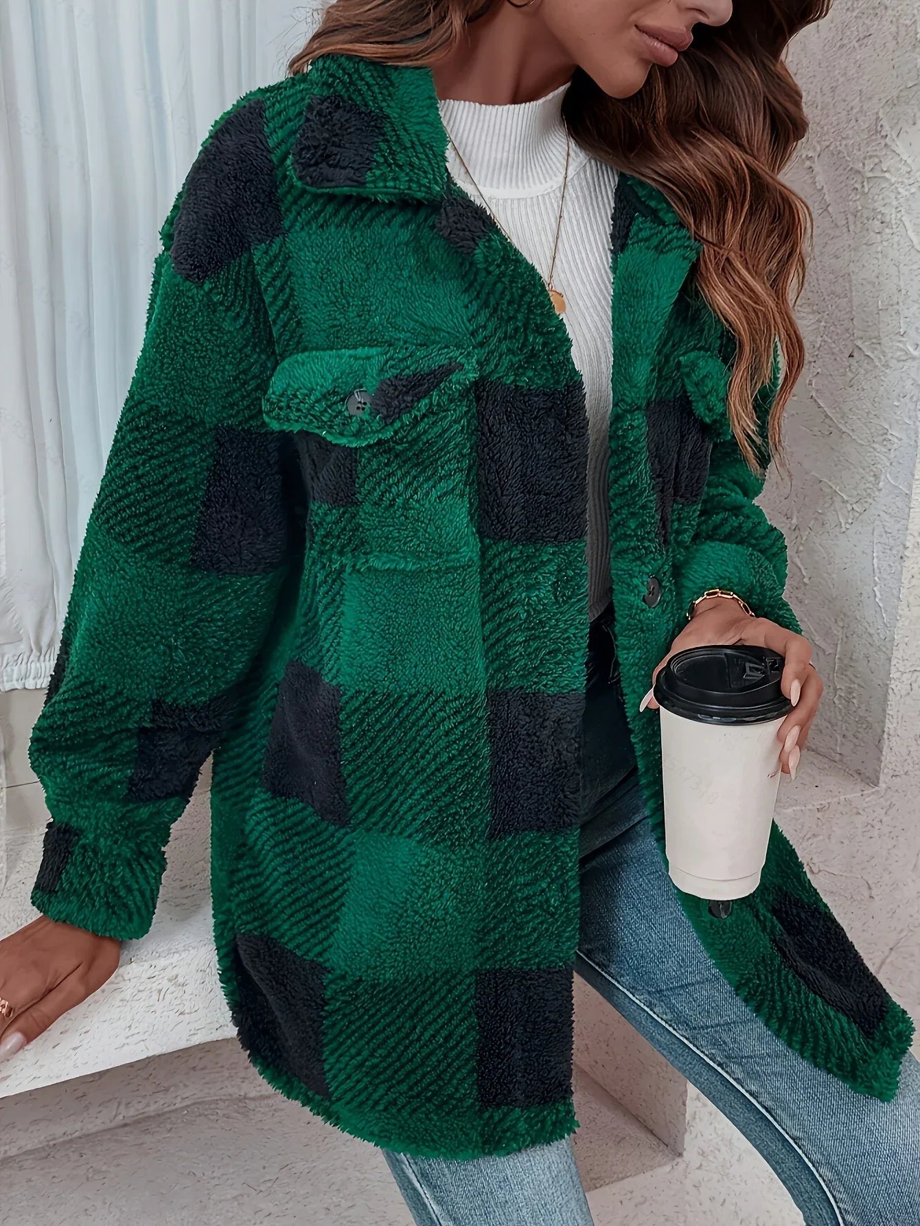 Lina – Cozy Plaid Knit Jacket