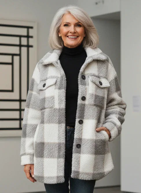 Lina – Cozy Plaid Knit Jacket