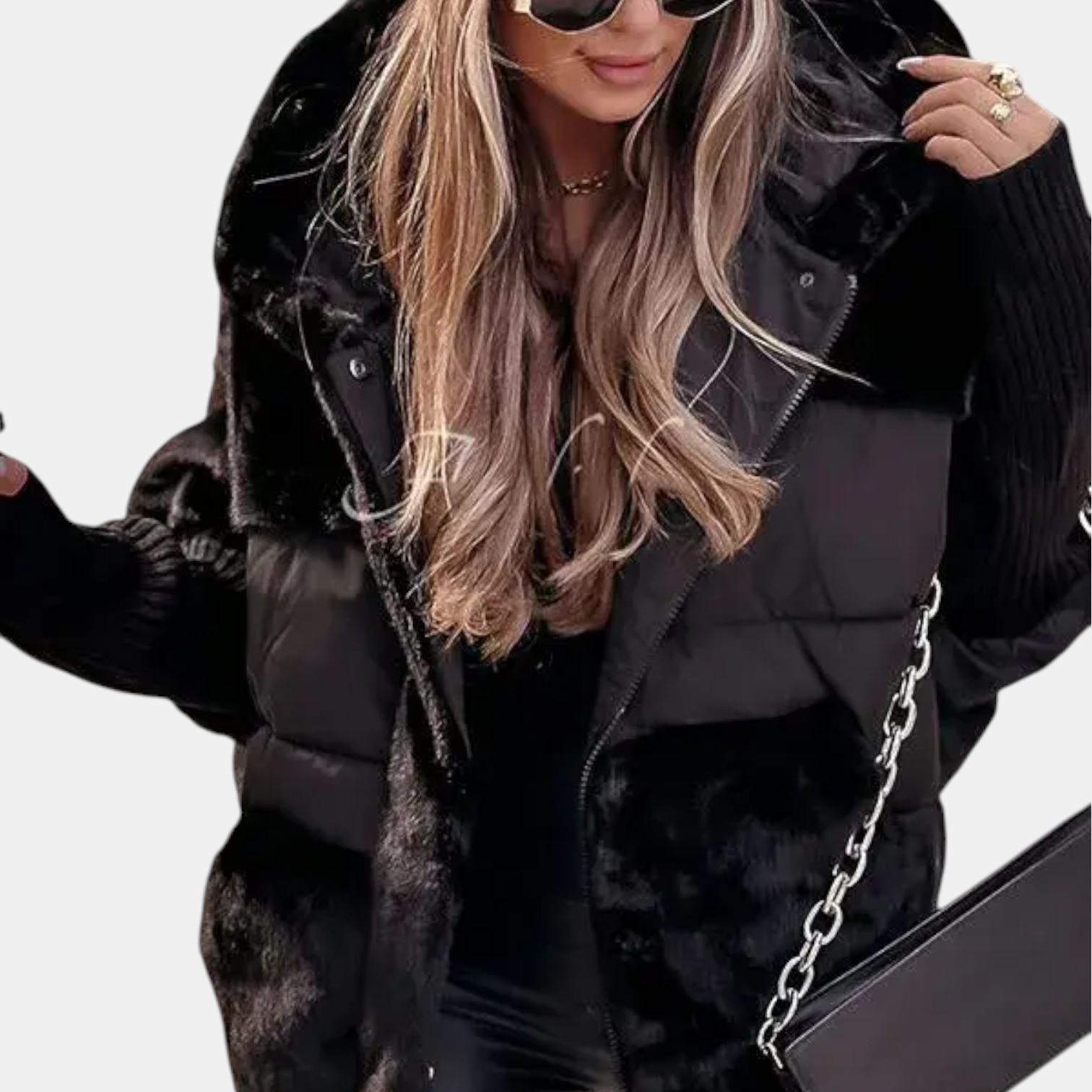 NOA - Oversized Hooded Patchwork Puffer Jacket
