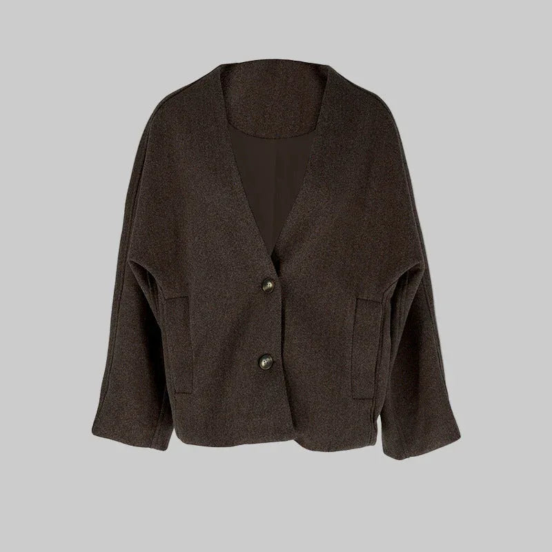 LAYA™ - Chic Button Down Long Sleeve V-Neck Coat