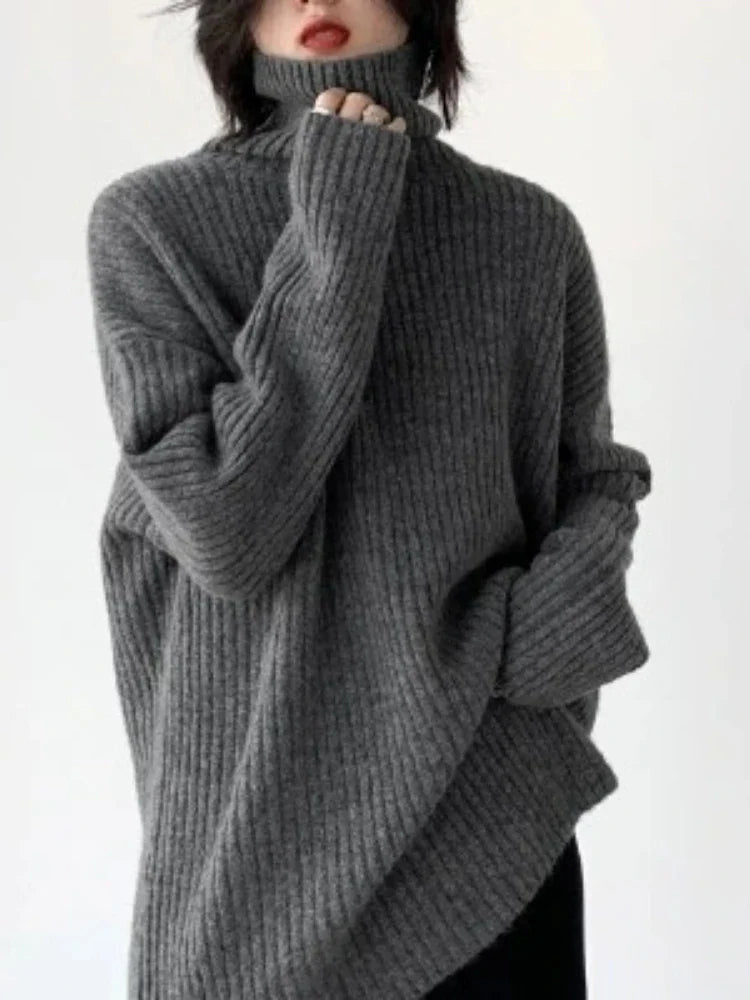 Rowena London | Cashmere Oversized Ribbed Turtleneck