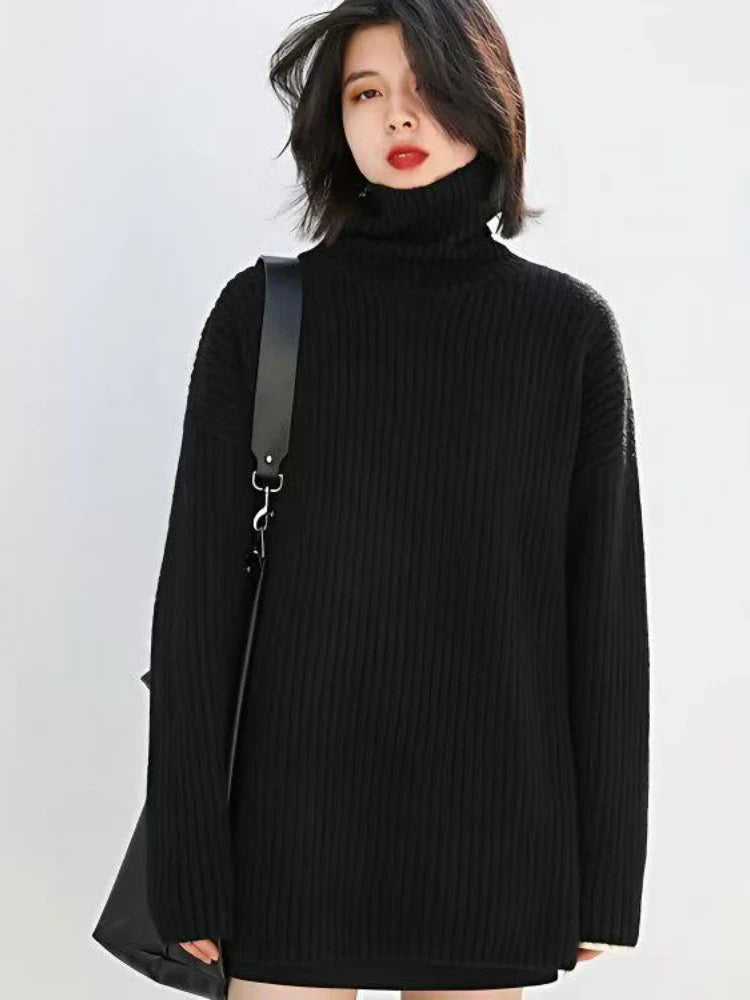 Rowena London | Cashmere Oversized Ribbed Turtleneck