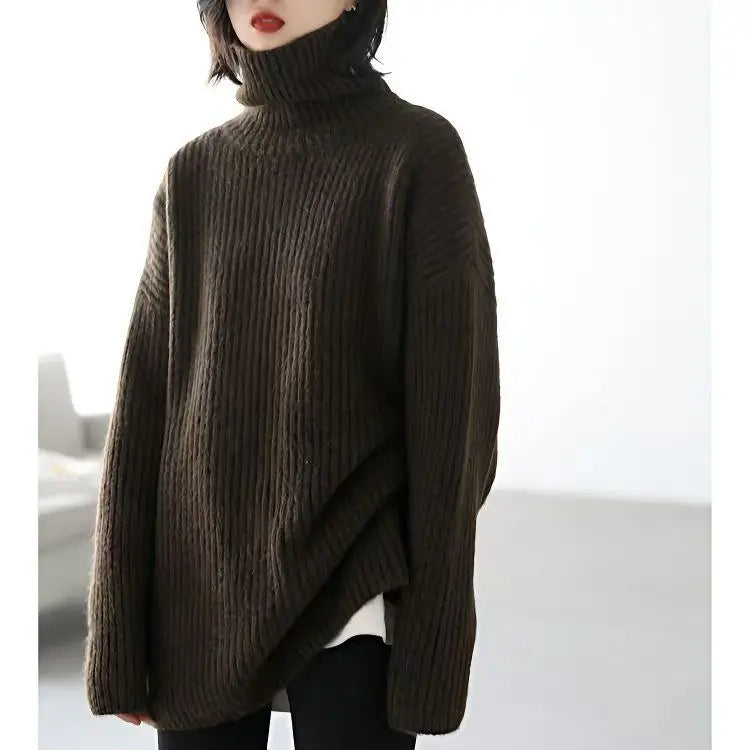 Rowena London | Cashmere Oversized Ribbed Turtleneck