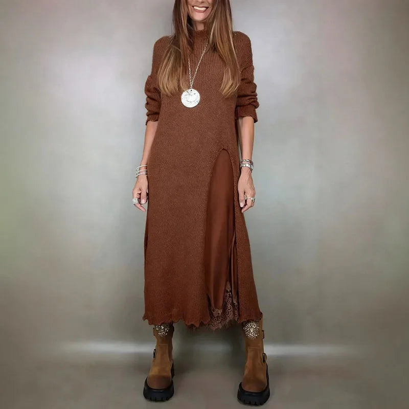 Evalina | Elegant Knit & Lace Two-Piece Set