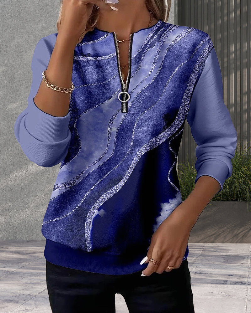 Josephine | Half-Zip Sweatshirt With Vintage Print