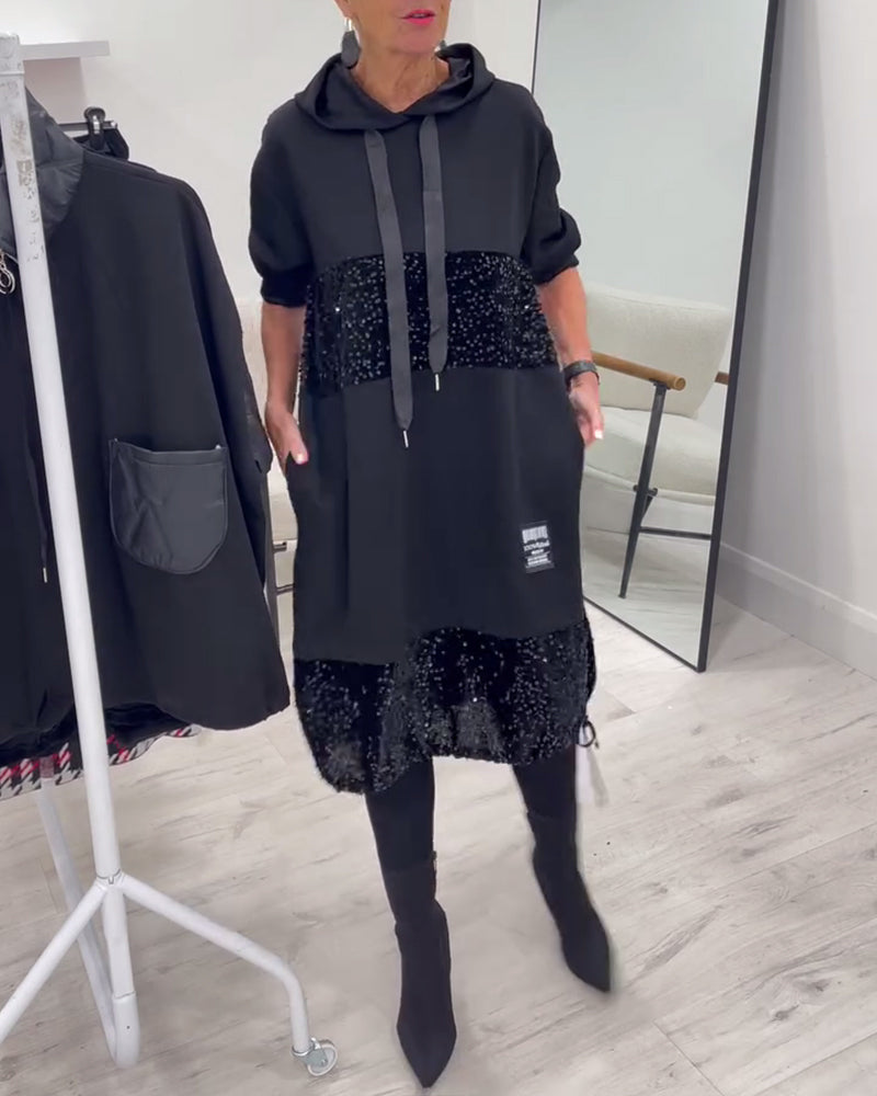 Loravynna | Trendy Patchwork Hooded Dress