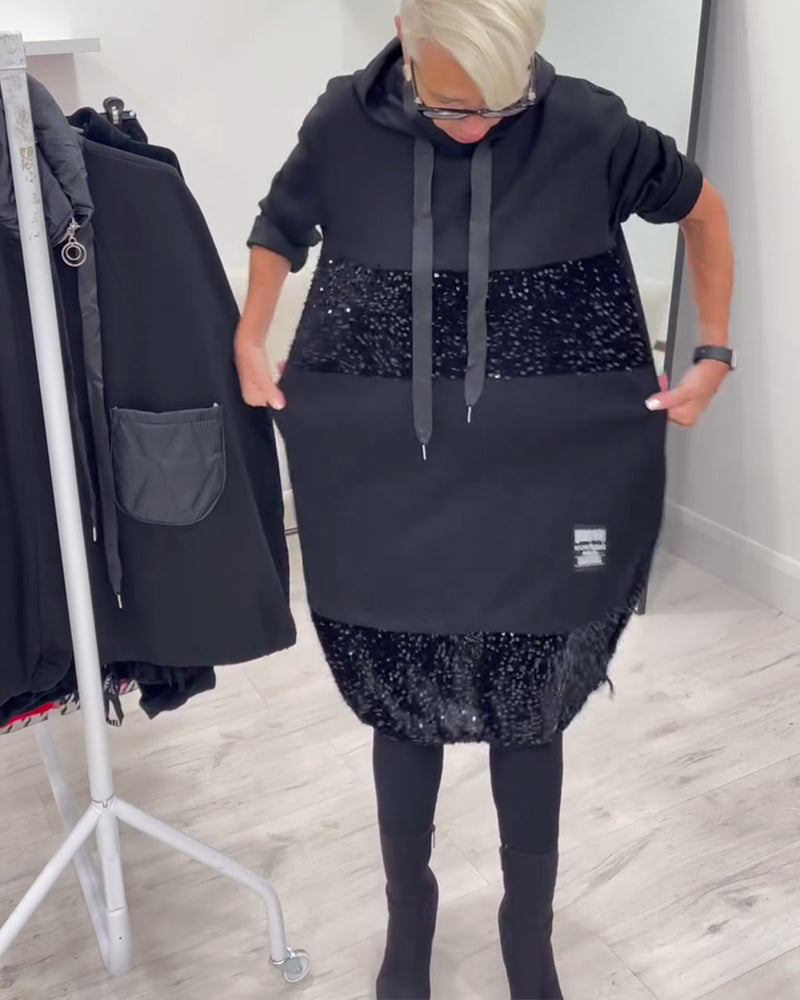 Loravynna | Trendy Patchwork Hooded Dress