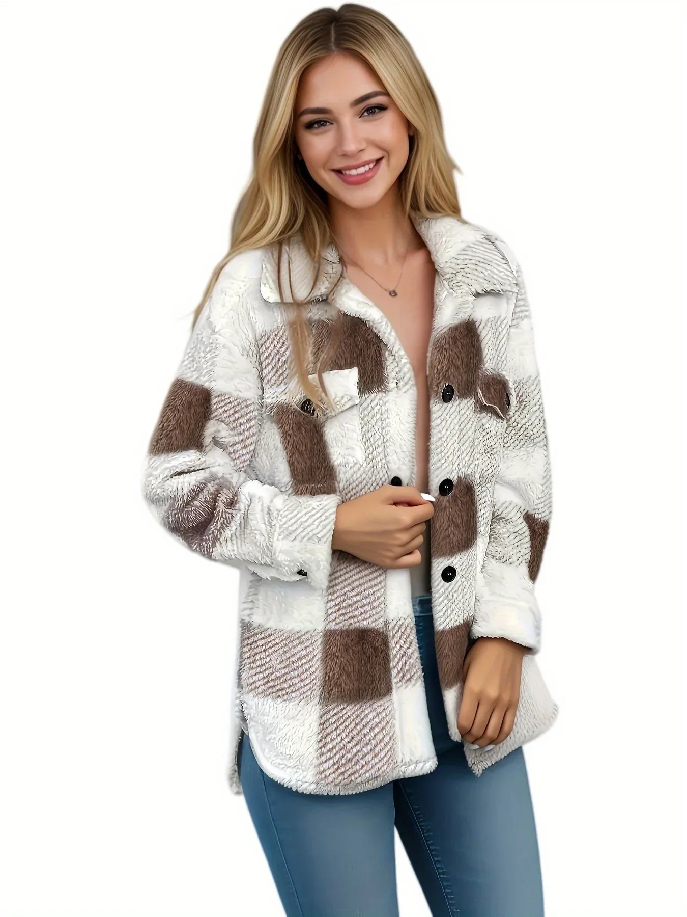 Lina – Cozy Plaid Knit Jacket