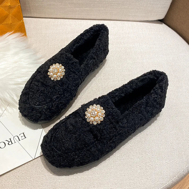 ALBA | Cozy Pearl Slip-On Loafers