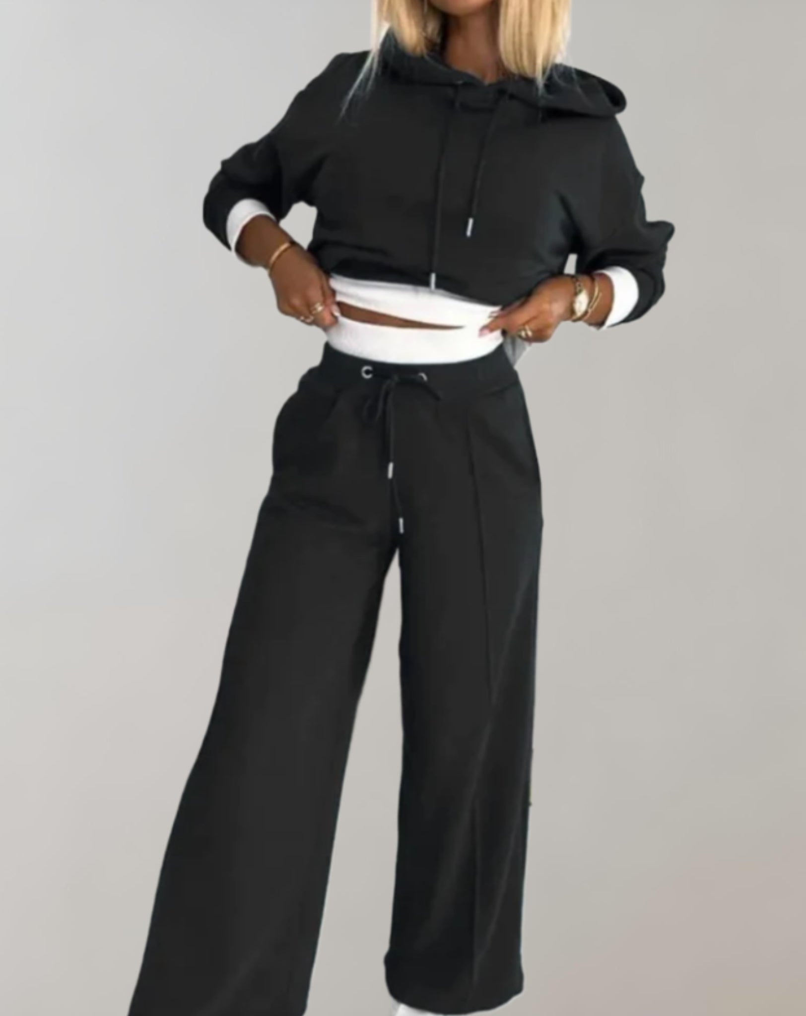 Nina | Two-piece set: hooded jumper and wide-leg trousers