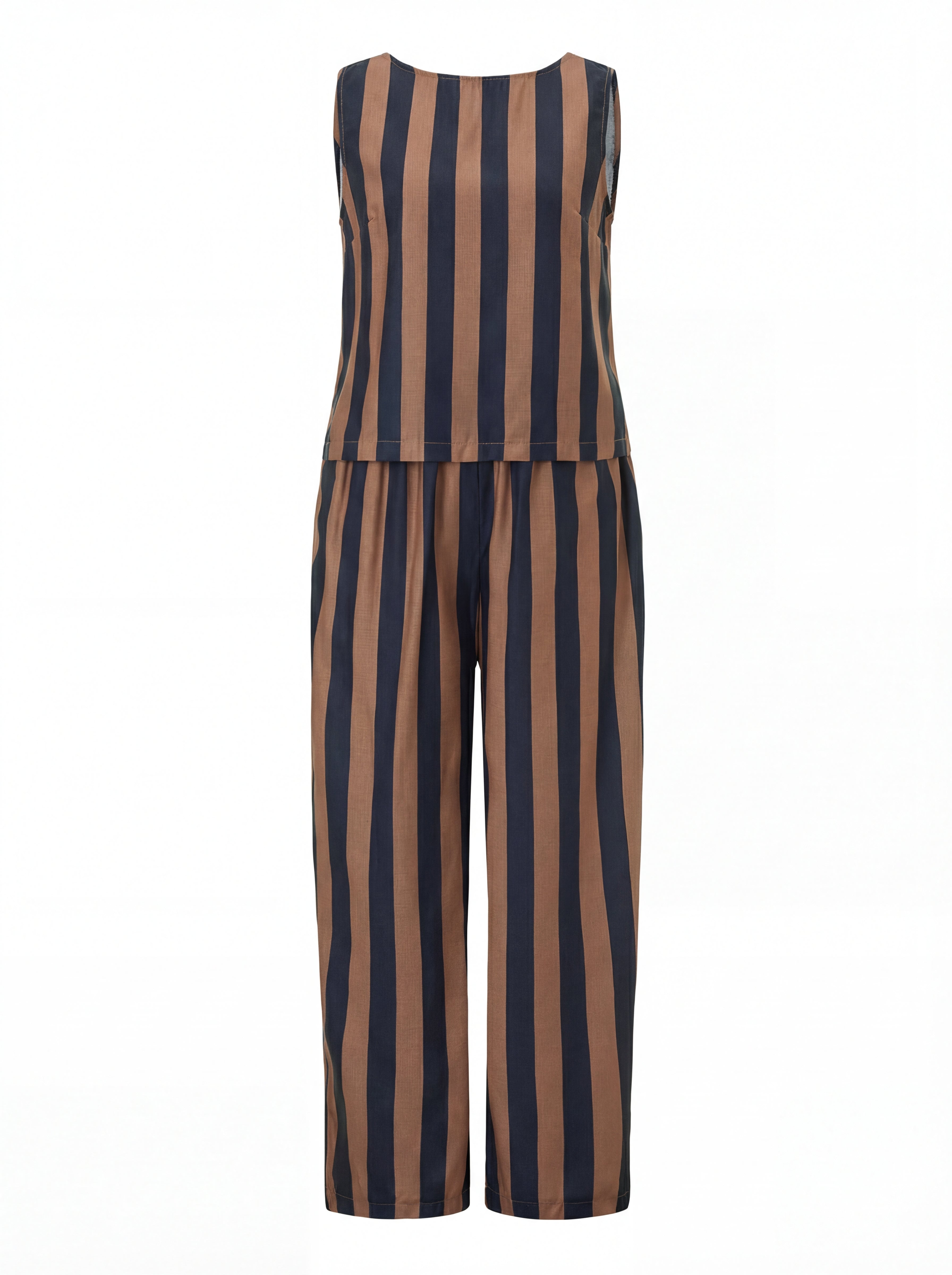 LESLIE™ - Cozy Striped Crop Top & Wide Leg Pants Set