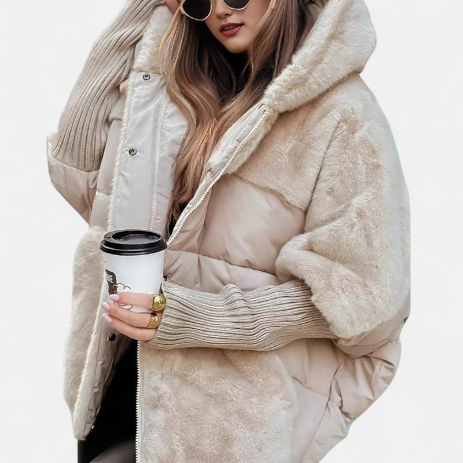 NOA - Oversized Hooded Patchwork Puffer Jacket