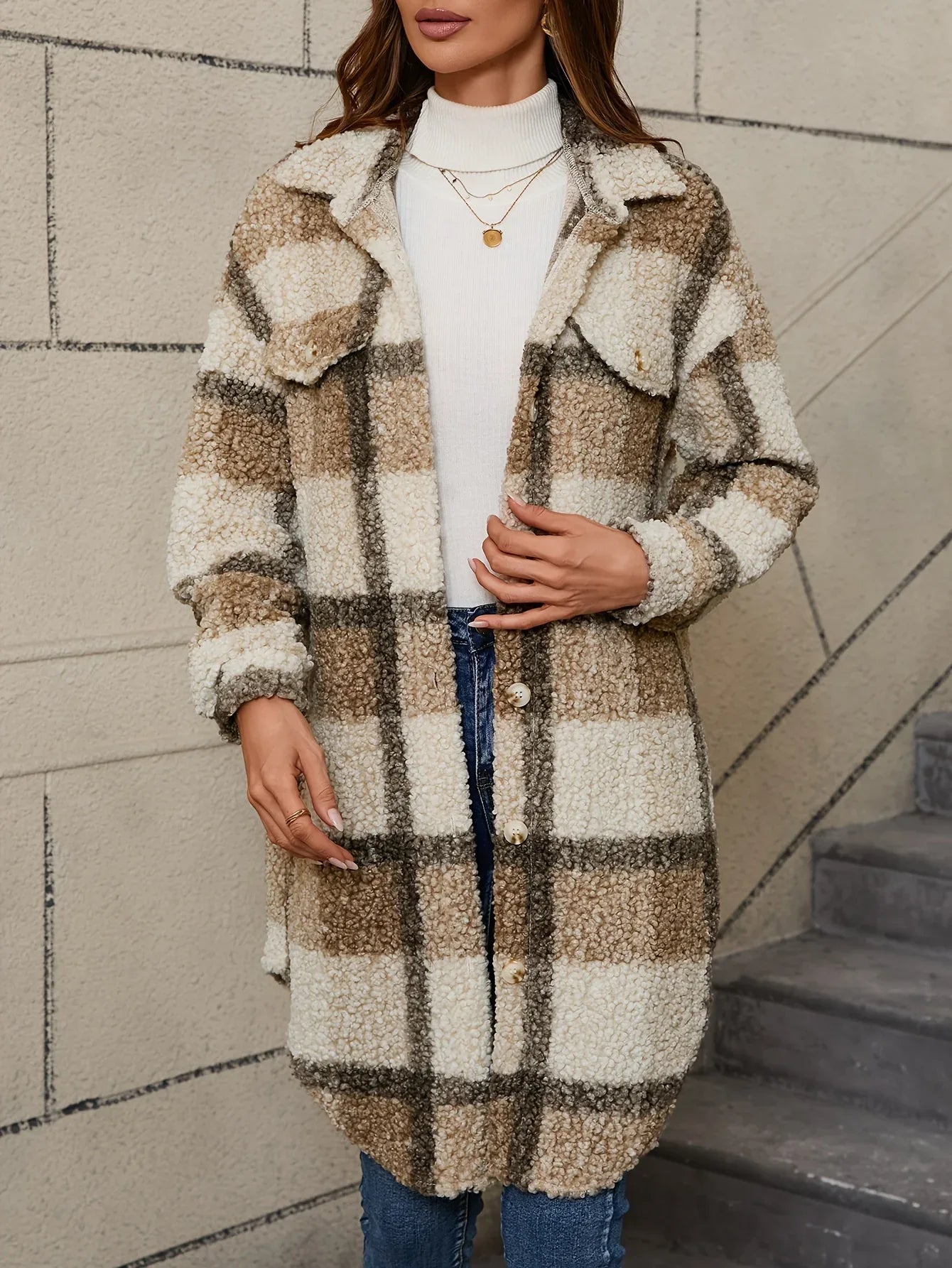 Mila – Soft Plaid Lapel Coat