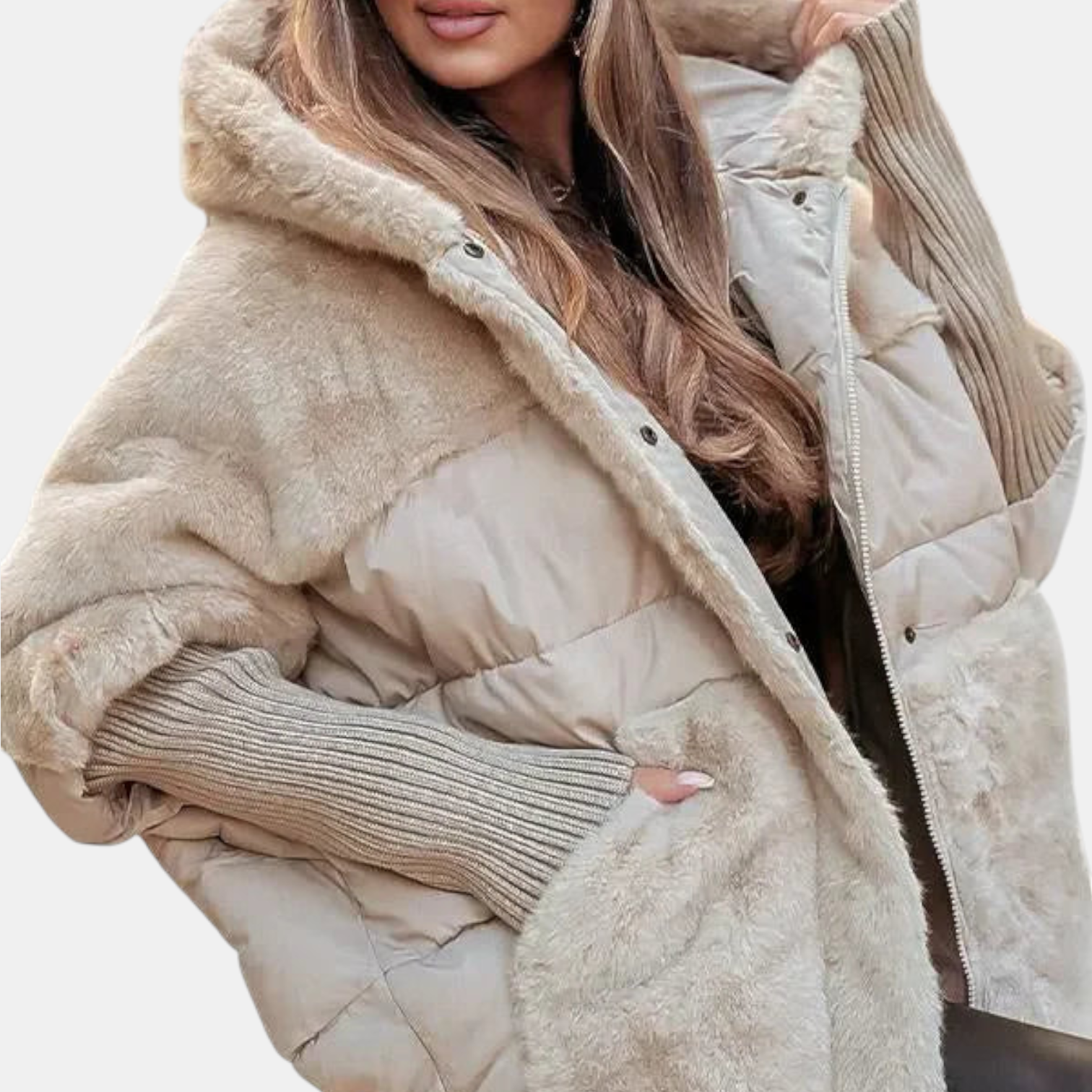 NOA - Oversized Hooded Patchwork Puffer Jacket