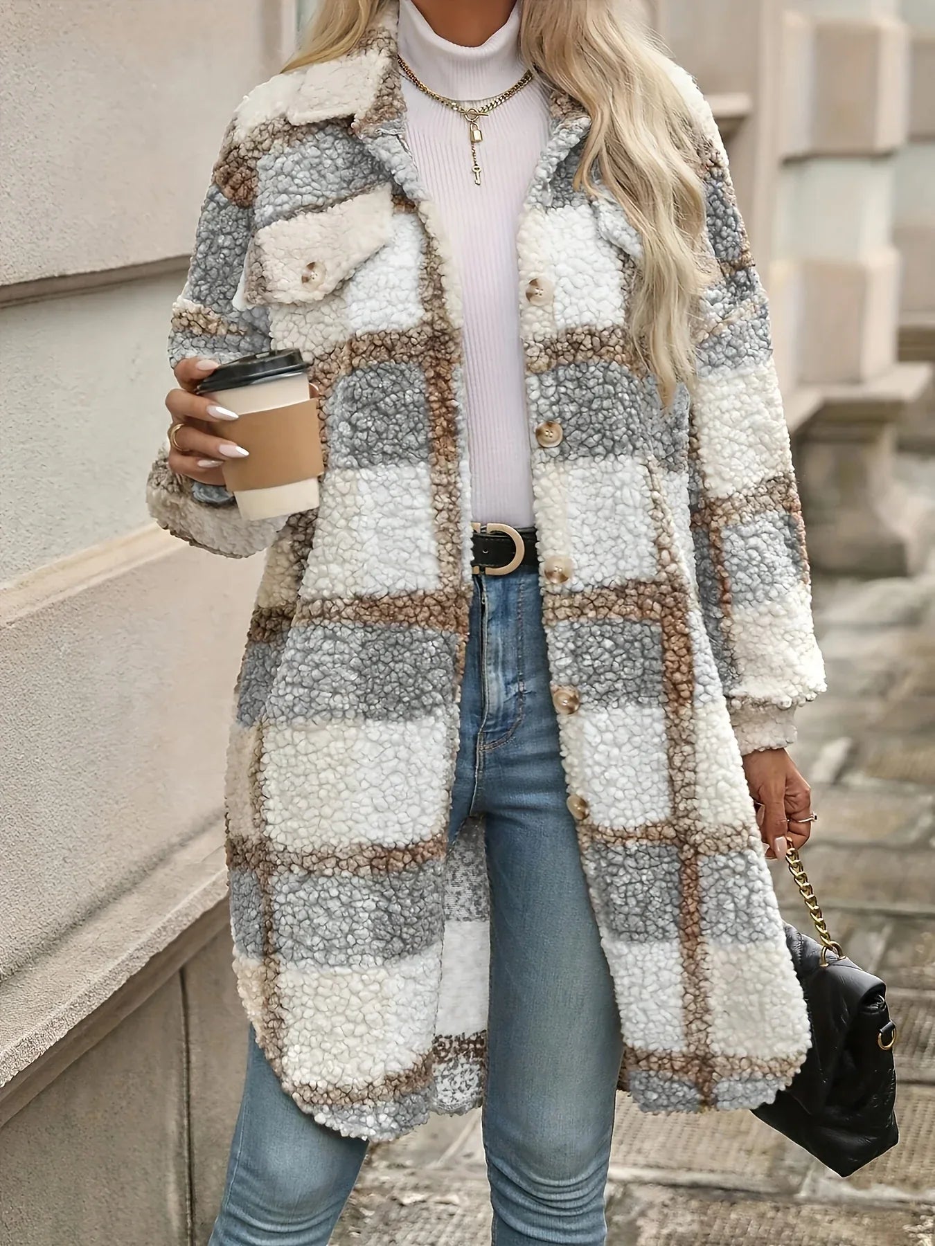 Mila – Soft Plaid Lapel Coat