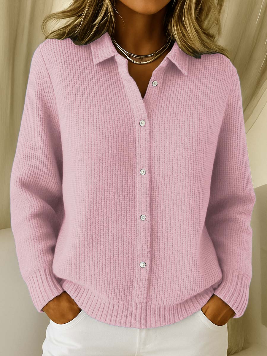 Marisse | Blush Pink Knit Button-Up Cardigan