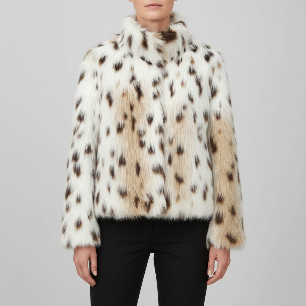 Beverly | Ivory Leopard Faux Fur Jacket