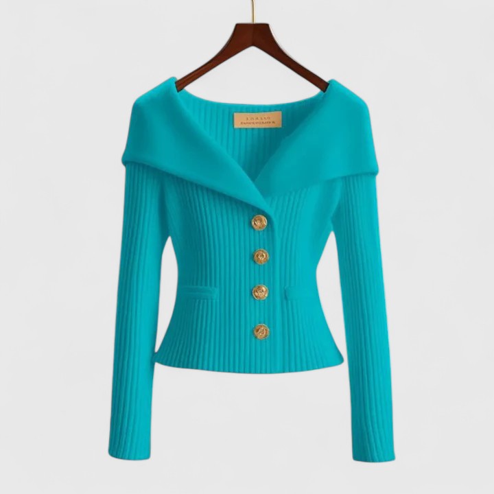 KARIS™ – Off-Shoulder Button Knit Jacket