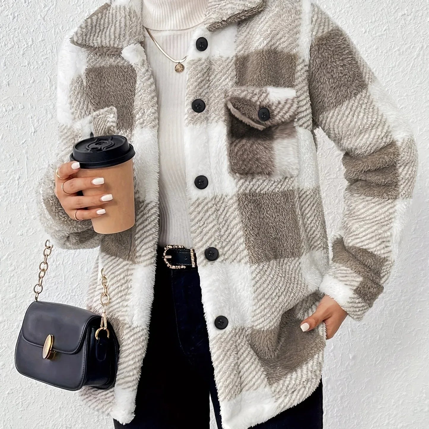 Lina – Cozy Plaid Knit Jacket