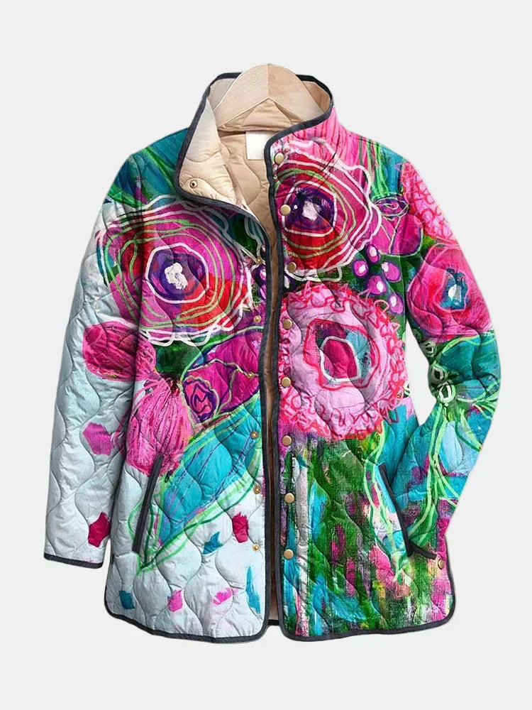 KAIA | Vintage Charming Floral Quilted Jacket