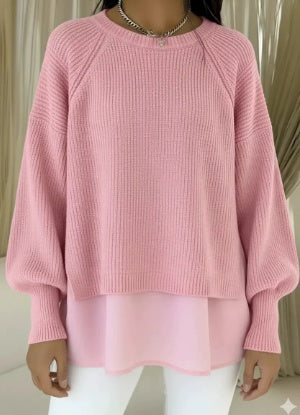Adelyn | Pink Multi-Layer Knit Sweater