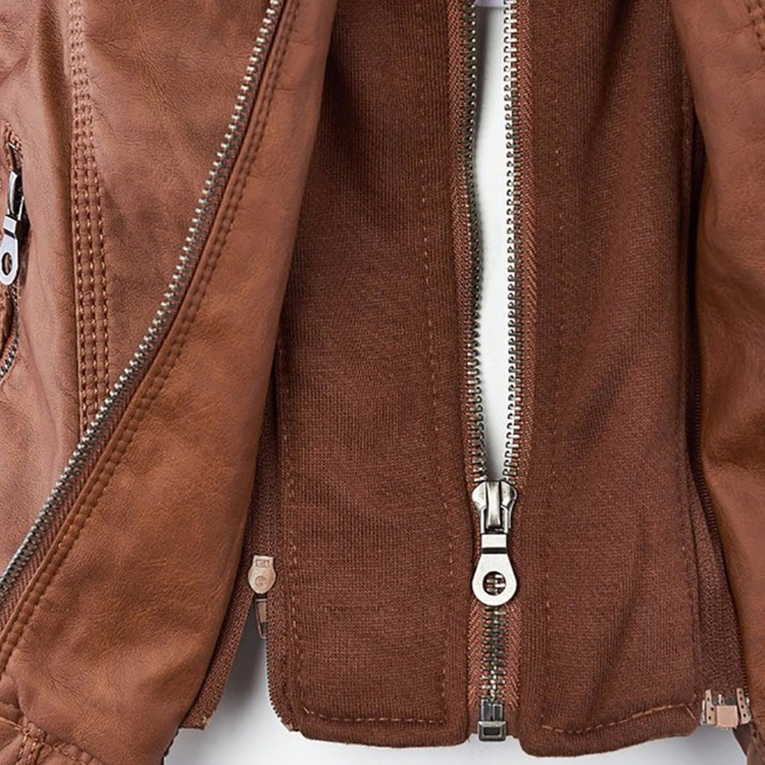 Elora | Chic Hooded Leather Jacket