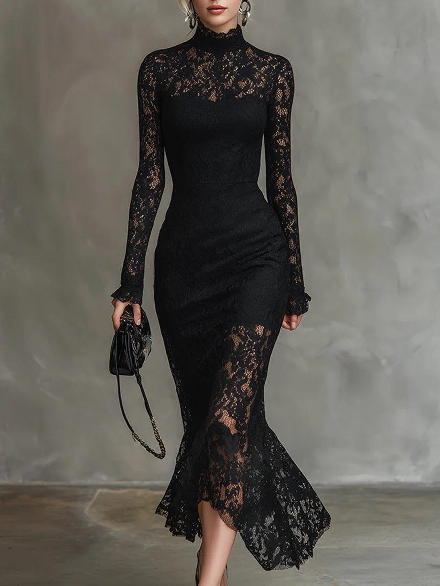 Clarissa | Elegant Lace Fishtail Maxi Dress