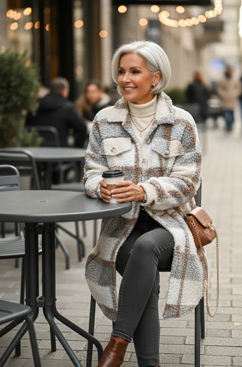 Mila – Soft Plaid Lapel Coat