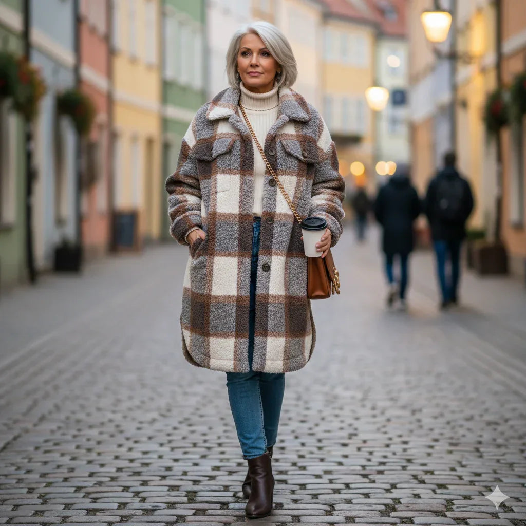 Lina – Cozy Plaid Knit Jacket