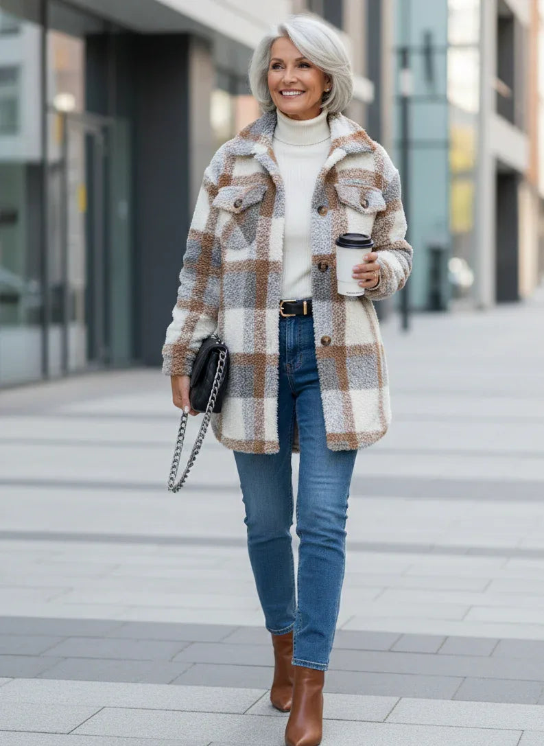 Lina – Cozy Plaid Knit Jacket