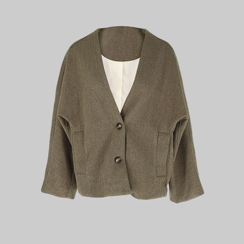 LAYA™ - Chic Button Down Long Sleeve V-Neck Coat