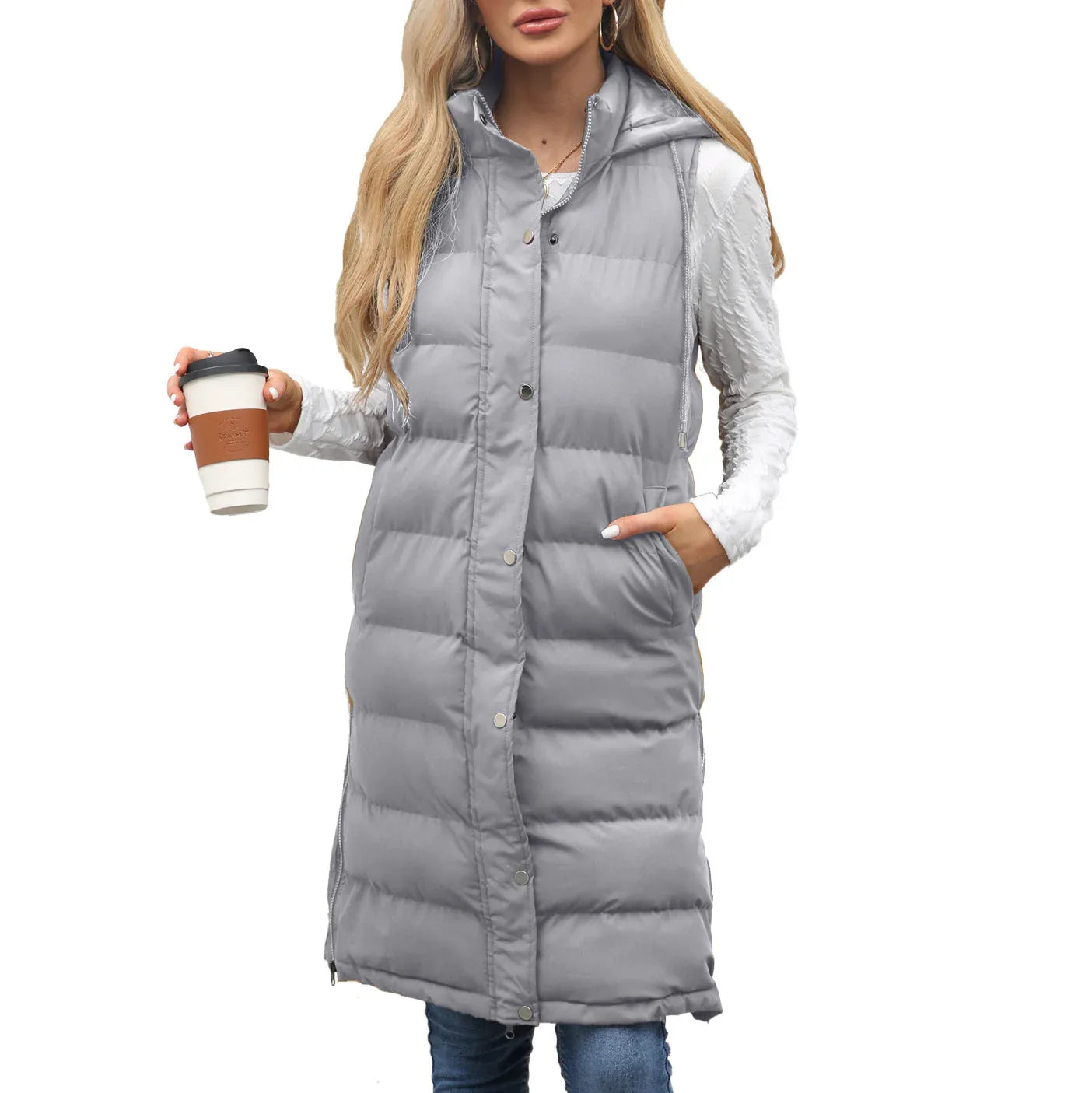 KUTSARA™ - Casual Sleeveless Hooded Long Vest