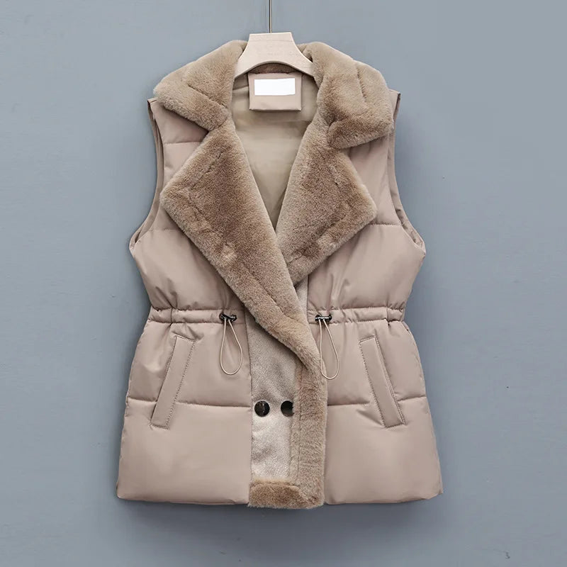 ARIA | Fur Trim Drawstring Puffer Vest