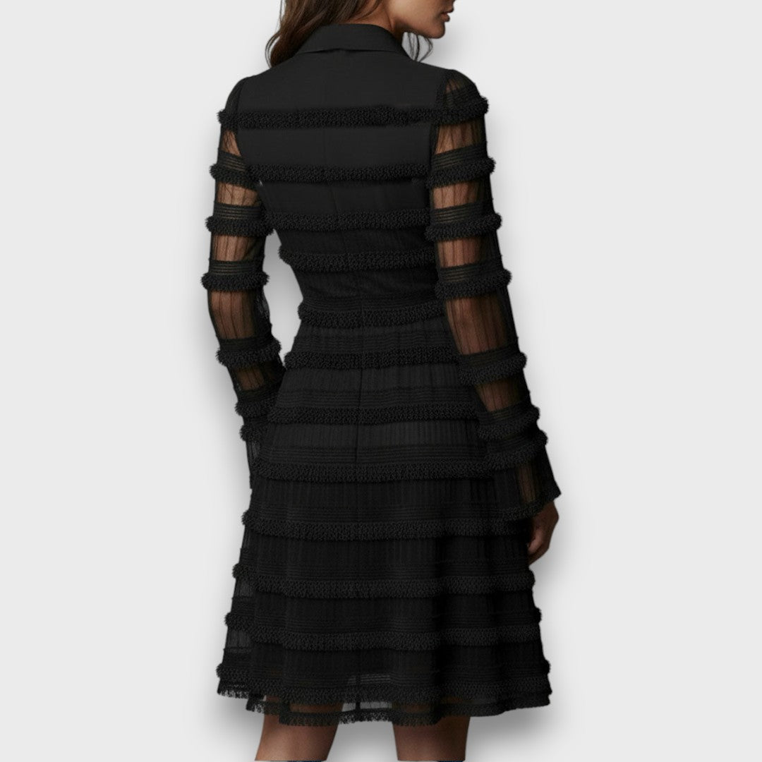 Parisa – Sheer Fringe Midi Dress