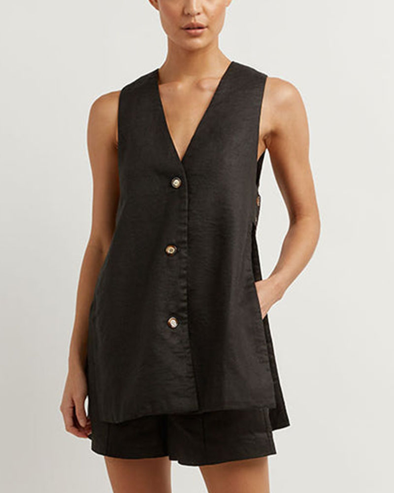 Fiona - Sleeveless Buttoned Set