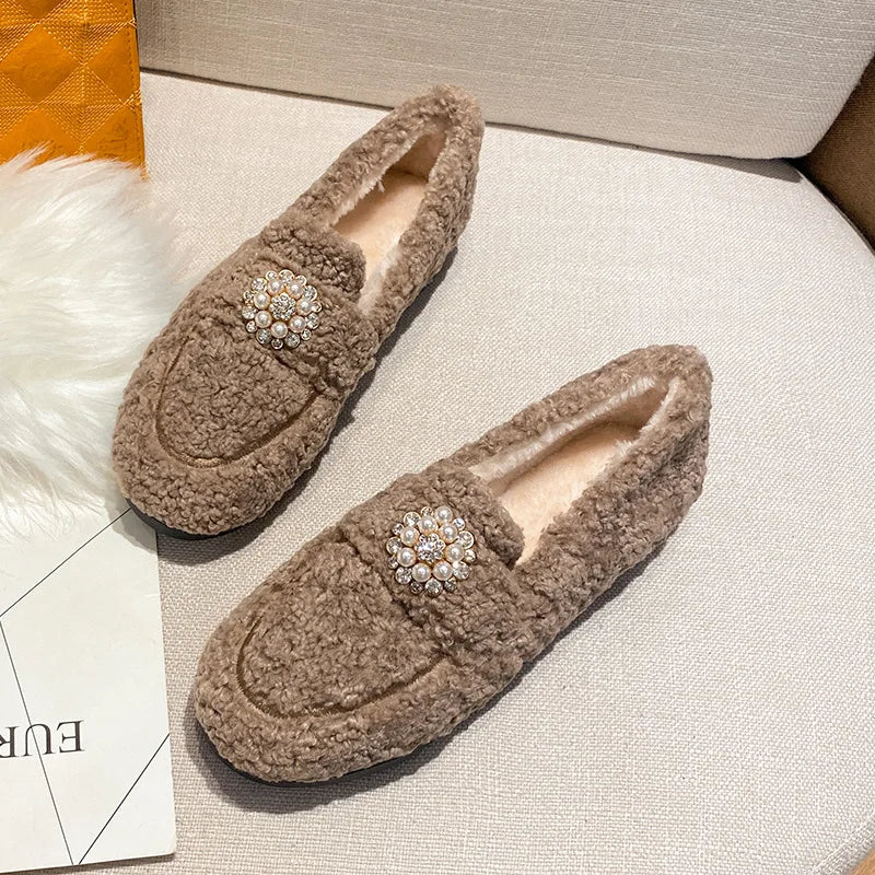 ALBA | Cozy Pearl Slip-On Loafers
