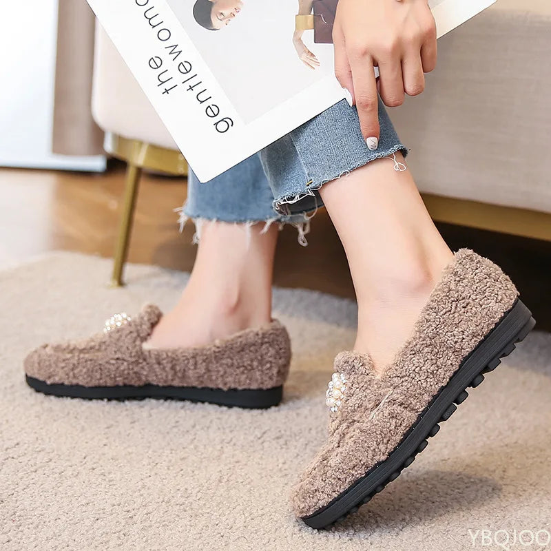 ALBA | Cozy Pearl Slip-On Loafers
