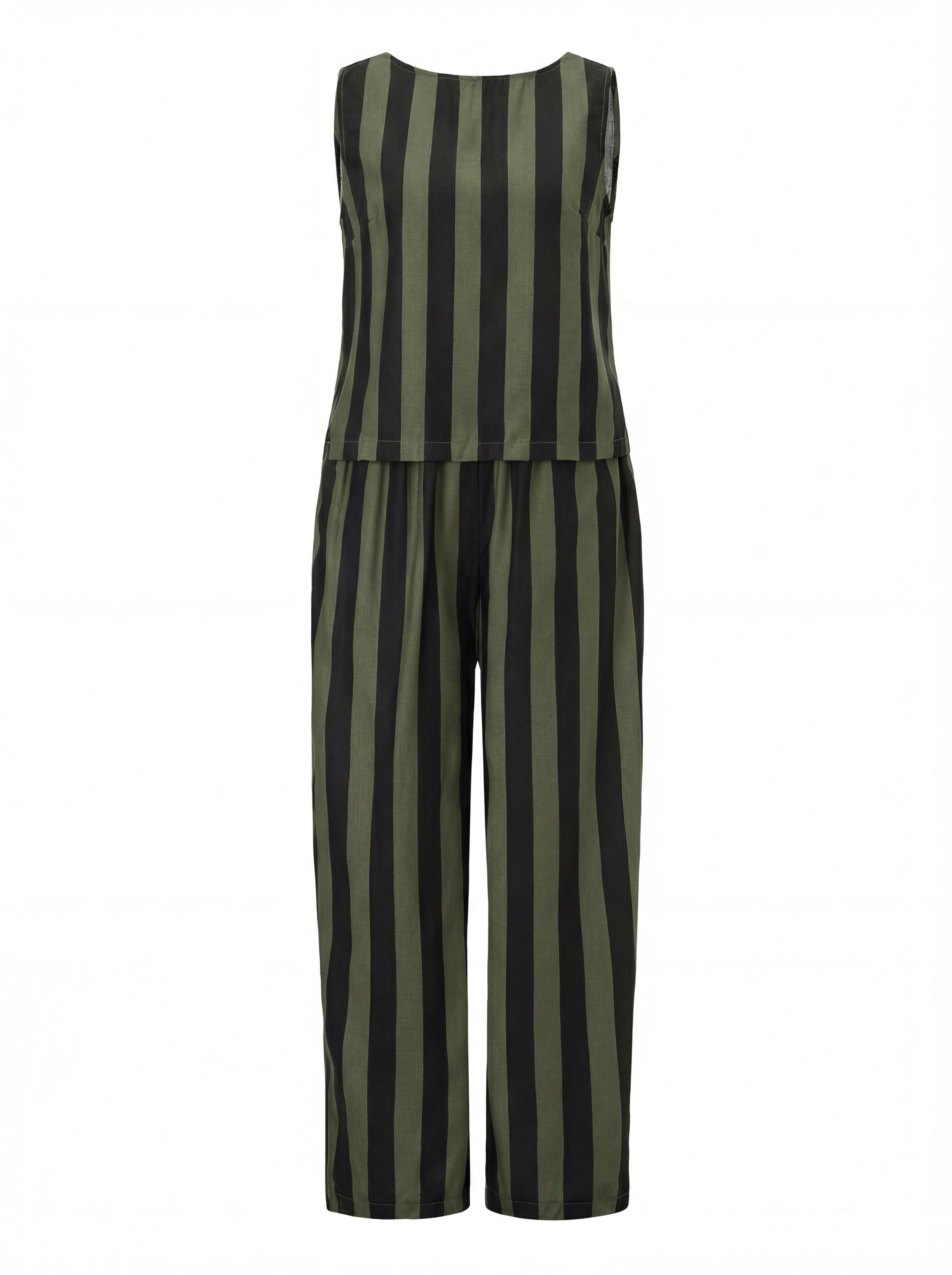 LESLIE™ - Cozy Striped Crop Top & Wide Leg Pants Set